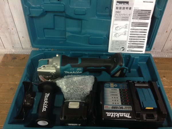 【WH-9720】中古 makita マキタ 充電式ディスクグラインダ GA420DRGX 18V 6.0Ahバッテリー2個 フルセット