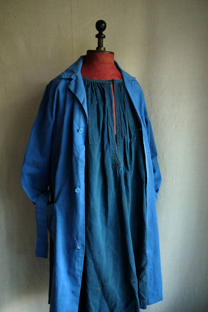 19世紀フランス アンティーク インディゴリネンスモック 10s 20s 30s ...