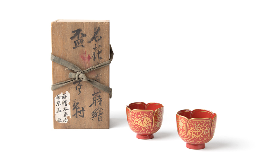 加賀蒔絵漆椀5客 漆器 蒔絵椀 | 波鶴蒔絵朱大盃
