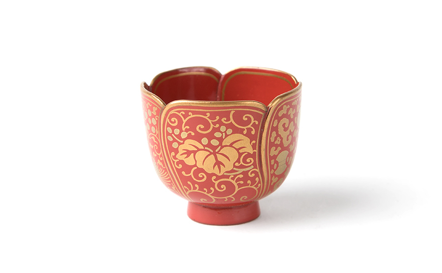加賀蒔絵漆椀5客 漆器 蒔絵椀 | 波鶴蒔絵朱大盃