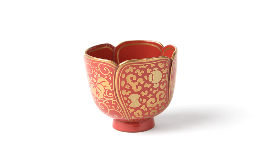 加賀蒔絵漆椀5客 漆器 蒔絵椀 | 波鶴蒔絵朱大盃