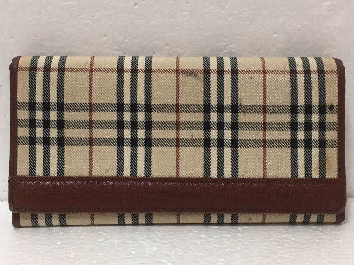 G1D050◇ バーバリー BURBERRY 合成繊維×本革レザー ベージュ×ボルドー 