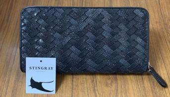 【上質 スティングレイ】メンズ 財布 長財布 新品未使用品 スティングレー ガルーシャ 本革 エイ 編み込み 黒 ブラック 正規店輸入 タグ付