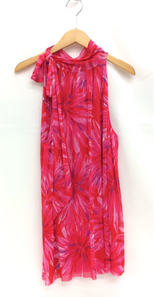 VIVIENNE TAM パワーネット チュニック FC0890 プリント スリーブレス ピンク レディース Mサイズ ホルターネック ヴィヴィアンタム