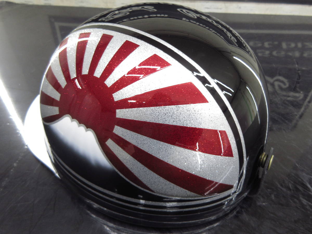 三つボタン！送料込み！カスタムコルク半 富士日章 黒赤銀ラメ 最