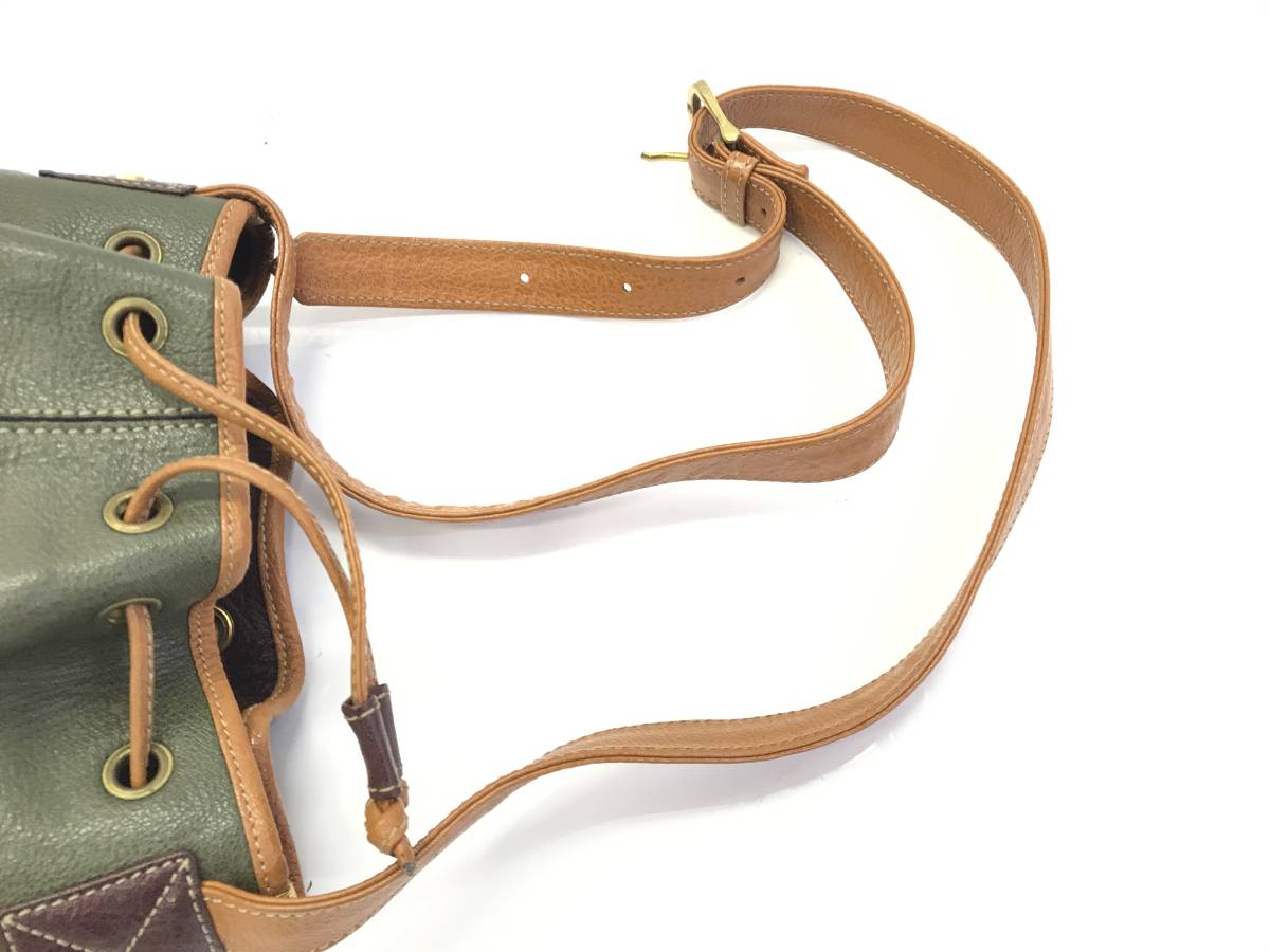 1円 美品 ロエベ LOEWE レザー 巾着 ショルダーバッグ エンリケ ロエベ 