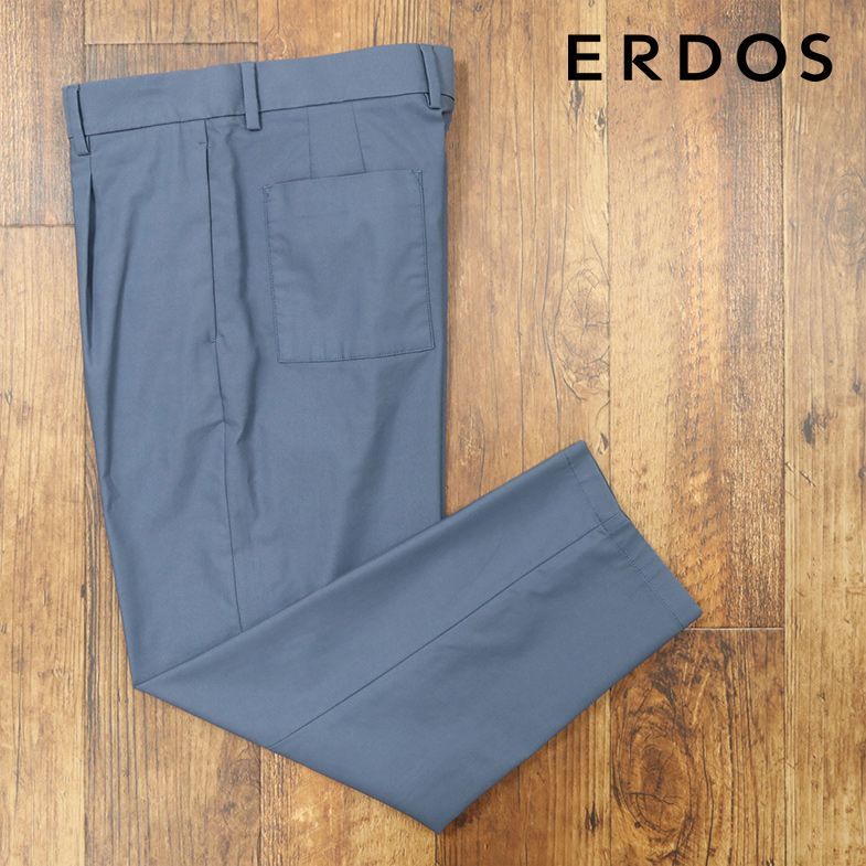 1円/春夏/ERDOS/34インチ/清涼パンツ 綿ポリ ツイル伸縮 1タック サルエル ジョッパーズ ヌケ感 新品/ブルーグレー/cd106/