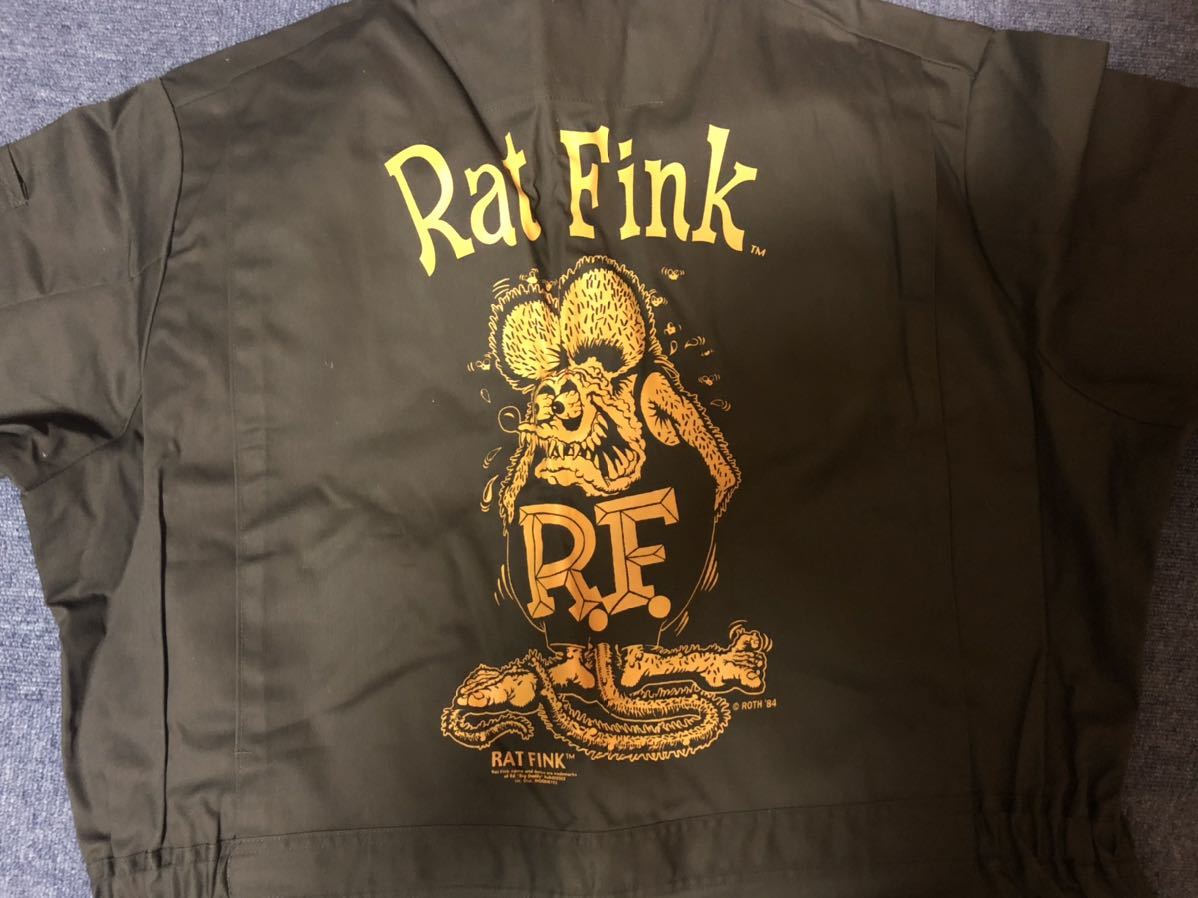ムーンアイズ Rat Fink × ディッキーズ カバーオールつなぎ 黒