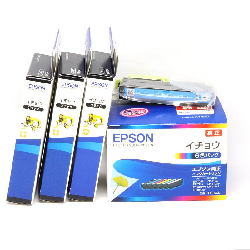 1円 エプソン イチョウ 純正 ITH-6CL 6色セット ITH-BK（ブラック）3本 ITH-C 1本 まとめ売り（質屋 藤千商店）