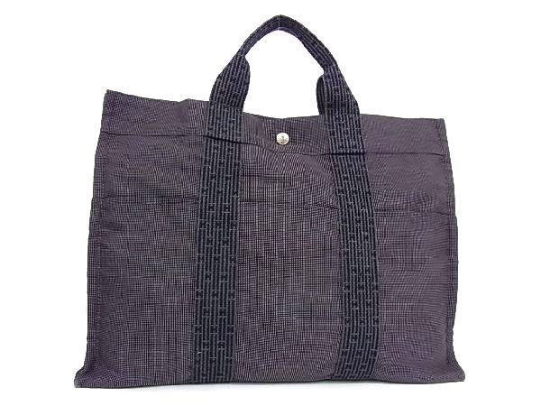 1円 □美品□ HERMES エルメス エールラインMM キャンバス シルバー 