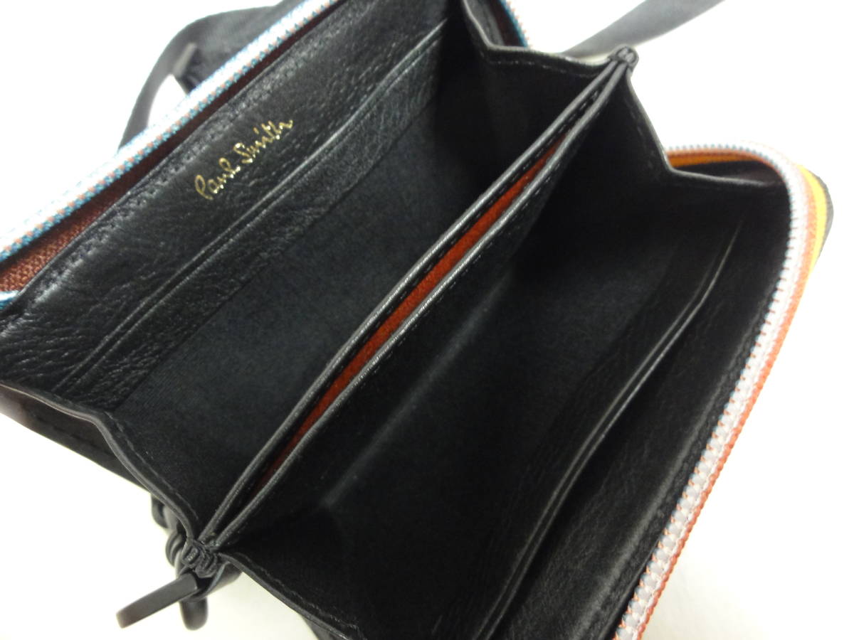 美品☆Paul Smith ポールスミス ラウンドジップ ミニ財布 メンズ 革 