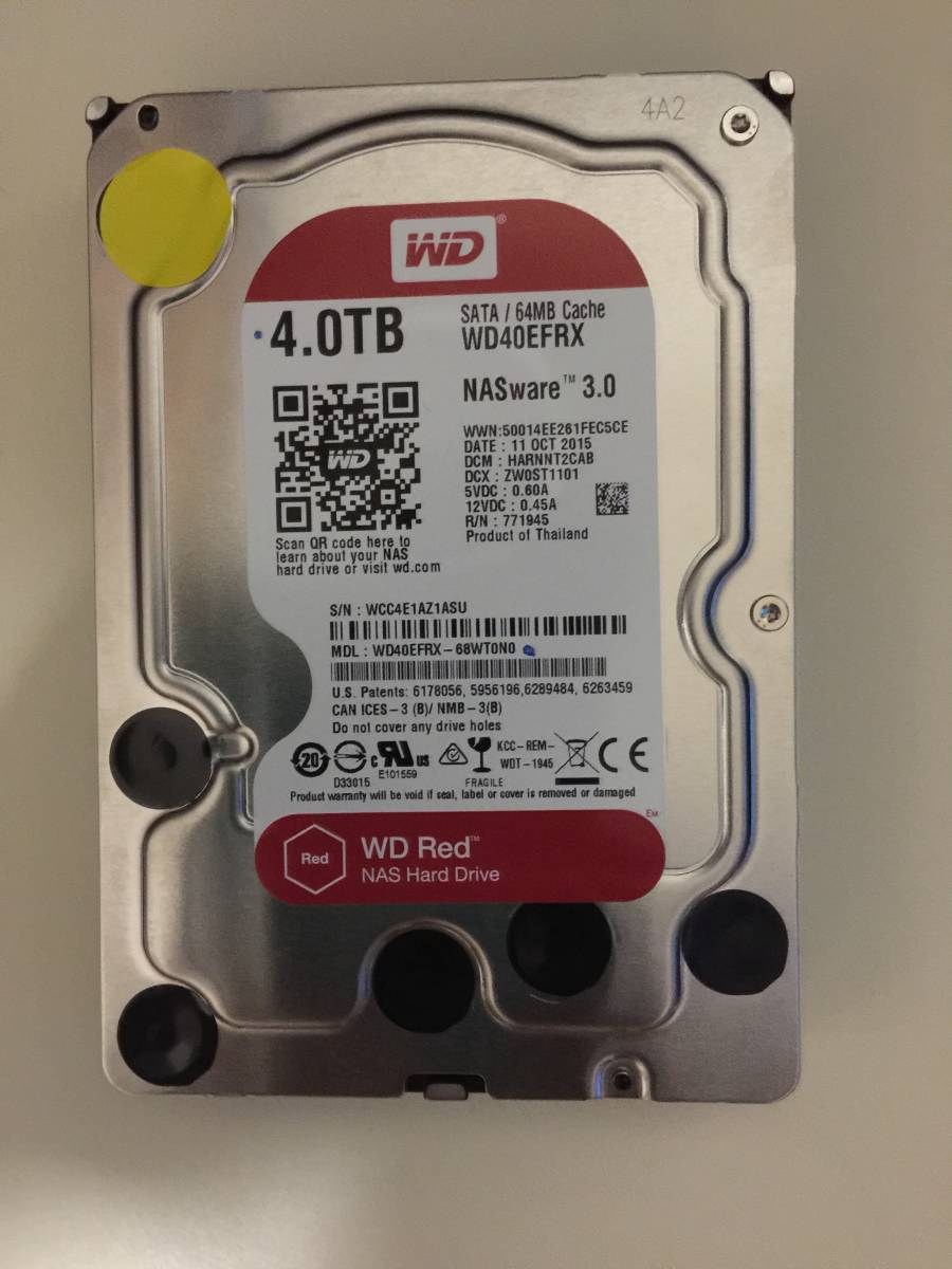 4TB WESTERN DIGITAL WD Red WD40EFRXー68WT0N0 中古 注意有