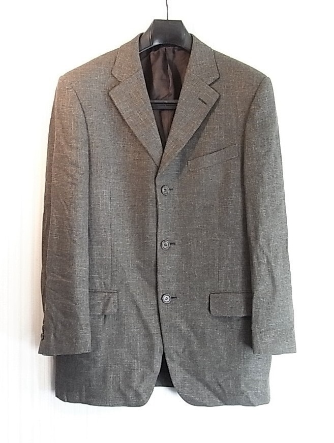 size48 ロエベ LOEWE シルク混3釦ジャケット ブラウングレー 【公式通販】