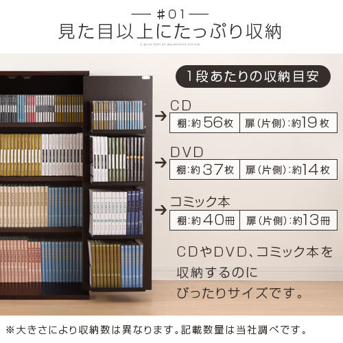 本棚 大容量 扉付き 木製 コンパクト 書棚 収納棚 CDラック 扉付 キャビネット CD