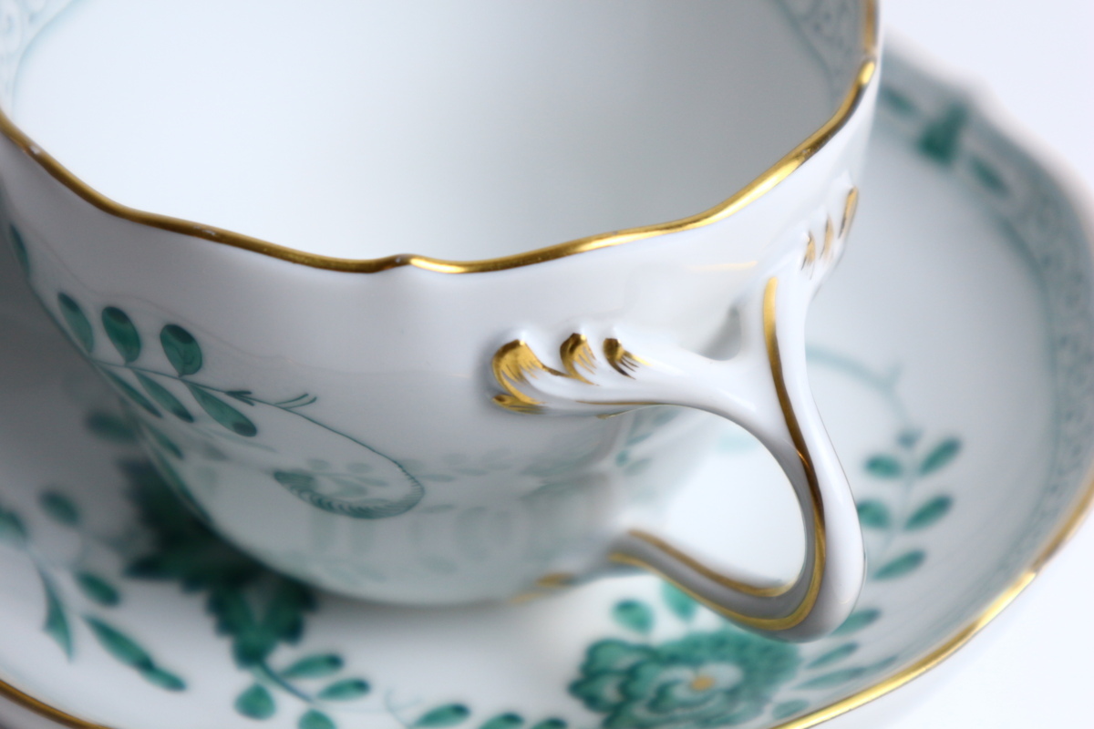 マイセン インドの華 グリーン カップ&ソーサー ② / MEISSEN C/S 花 