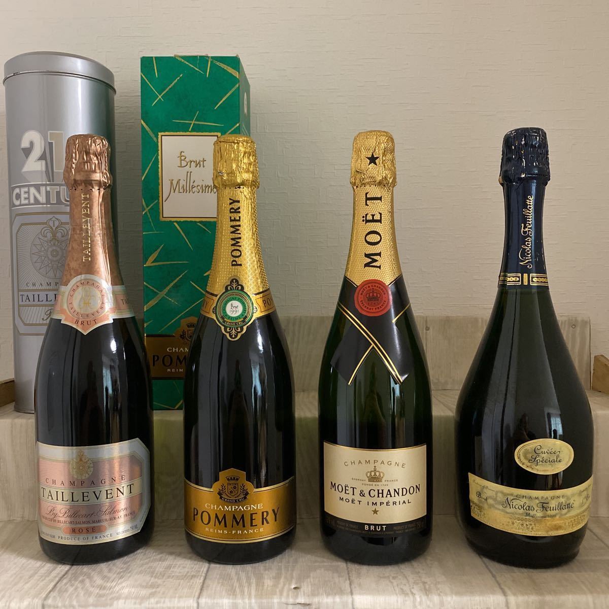新作登場，本物保証 1円 CHAMPAGNE シャンパン 4本セット 未開栓 MOET&CHANDON / TAILLEVENT / ROSE POMMERY / Nicolas Feuillatte 古酒 まとめ 箱付き K(モエ・エ・シャンドン)｜売買されたオークション情報、yahooの商品情報をアー スパークリング