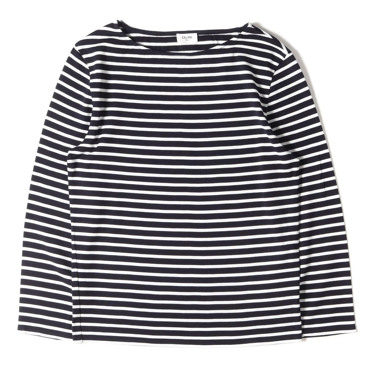 CELINE セリーヌ Tシャツ ボーダー ボートネック ロングスリーブTシャツ カットソー Border L/S Tee 19SS ネイビー ホワイト S トップス