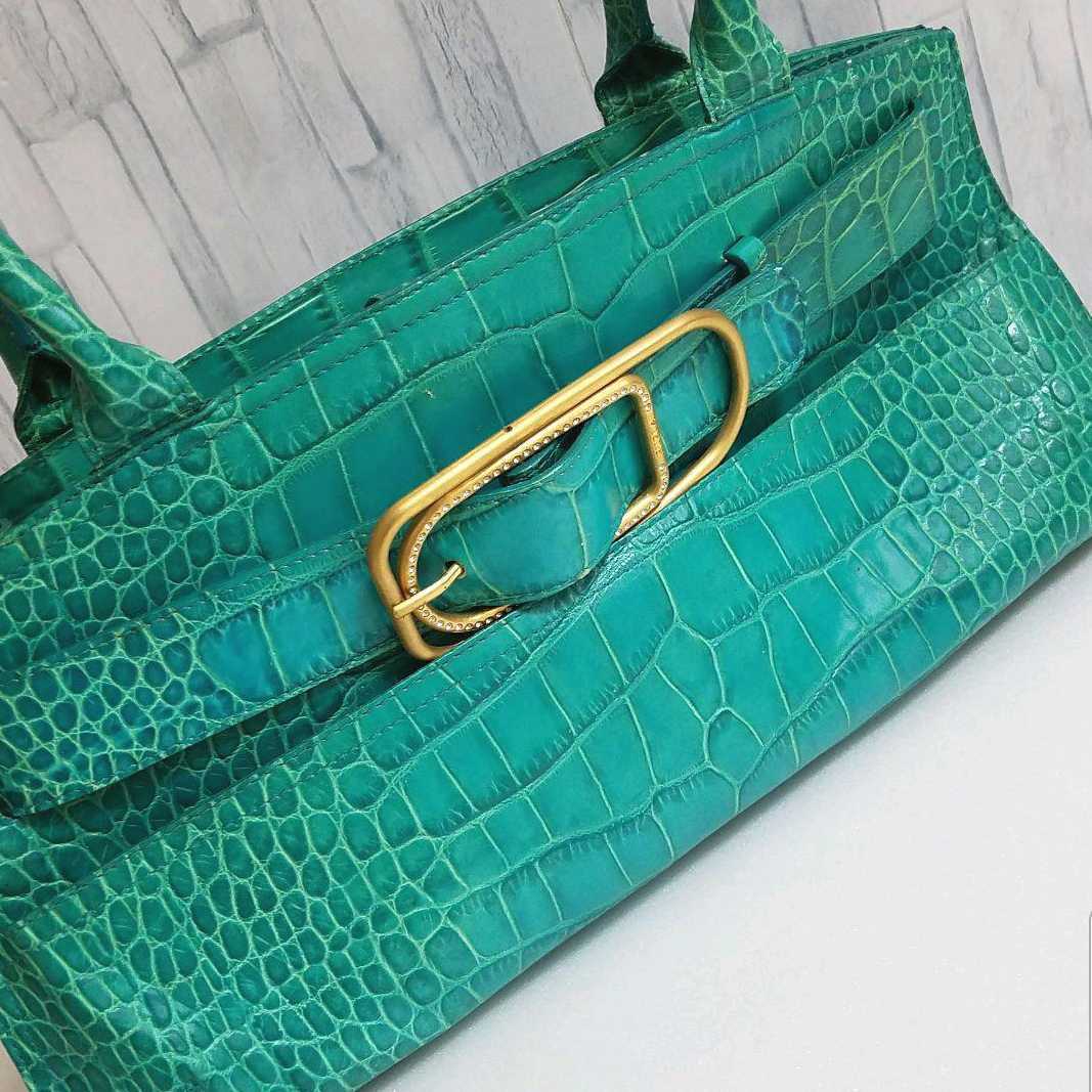 FURLA フルラ クロコ型押し クロコダイル トートバッグ ハンドバッグ 