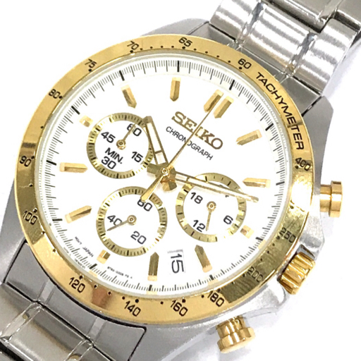 SEIKO セイコー 腕時計 ウォッチ ジウジアーロ SBPJ007 セイコー スピリット クロノグラフ デイト コンビカラー 8T63-00D0 箱 説明書 コマ付 QZ メンズ 腕時計 SEIKO
