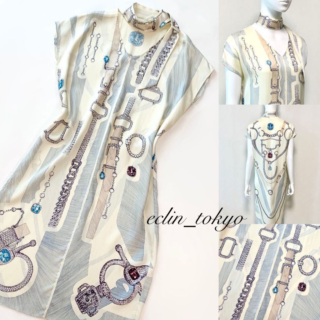 E2557 Hermes エルメス 大 宝石ベルト柄 最高級 シルク100 カレ スカーフ ワンピース 34 ツイルレーヌ 首元 ツイリー仕立て ワンピース ロング 売買されたオークション情報 Yahooの商品情報をアーカイブ公開 オークファン Aucfan Com