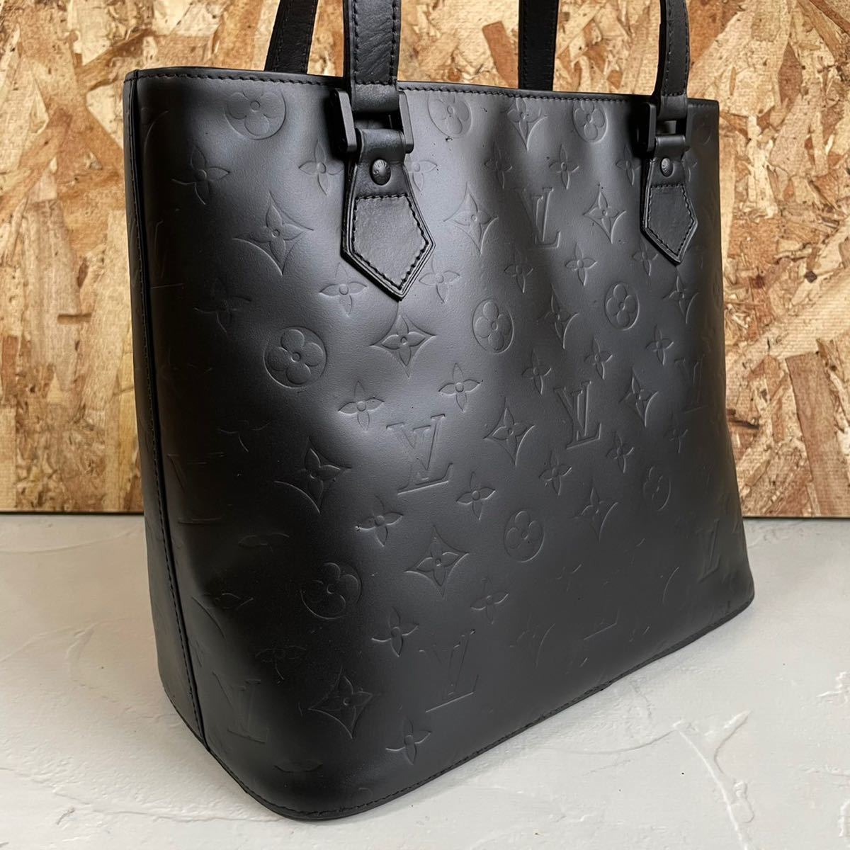 Louis Vuitton 1円☆美品☆ ヒューストン 黒 マットブラック トートバッグ ショルダー ルイヴィトン モノグラム ヴェルニ LM0060