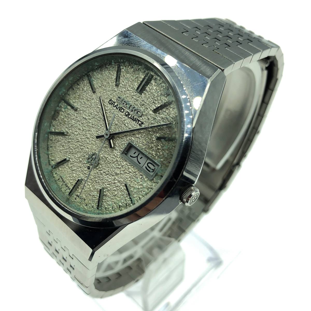 ◇稼働品 SEIKO GRAND QUARTZ 9943-8030 デイデイト シルバー文字盤 SS 
