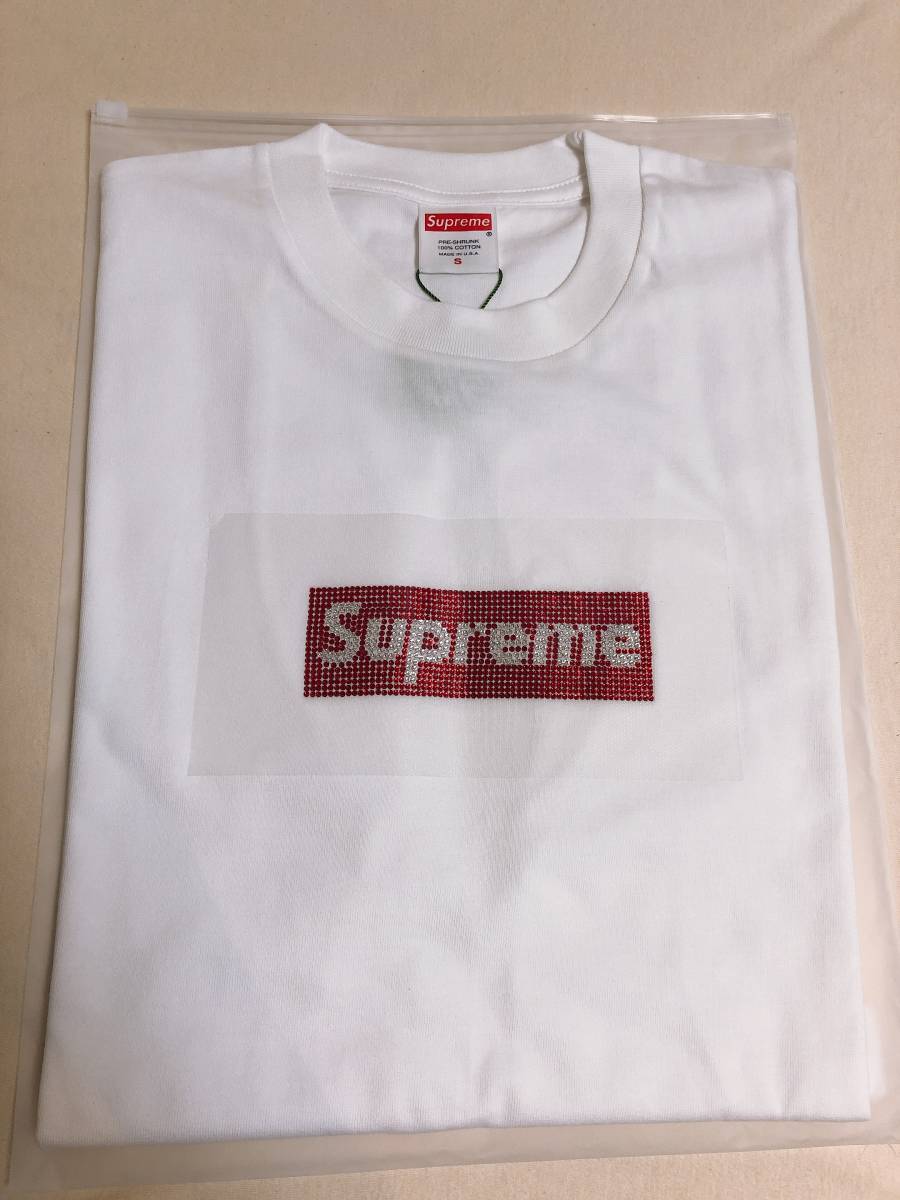 100%新品，最新作 25周年記念 Supreme Swarovski Box Logo Tee 