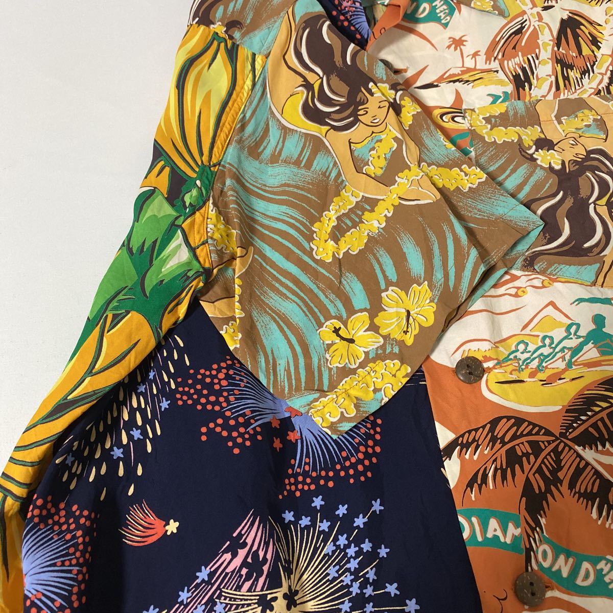 SUNSURF × BEAMS 別注 雷門 クレイジー アロハシャツ L