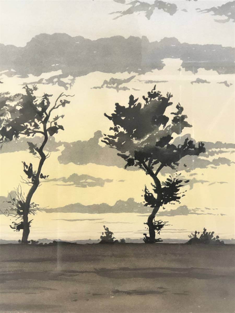 len? 風景画 リトグラフ 版画 額装 在銘 落款 サイズ：約83㎝ x 67