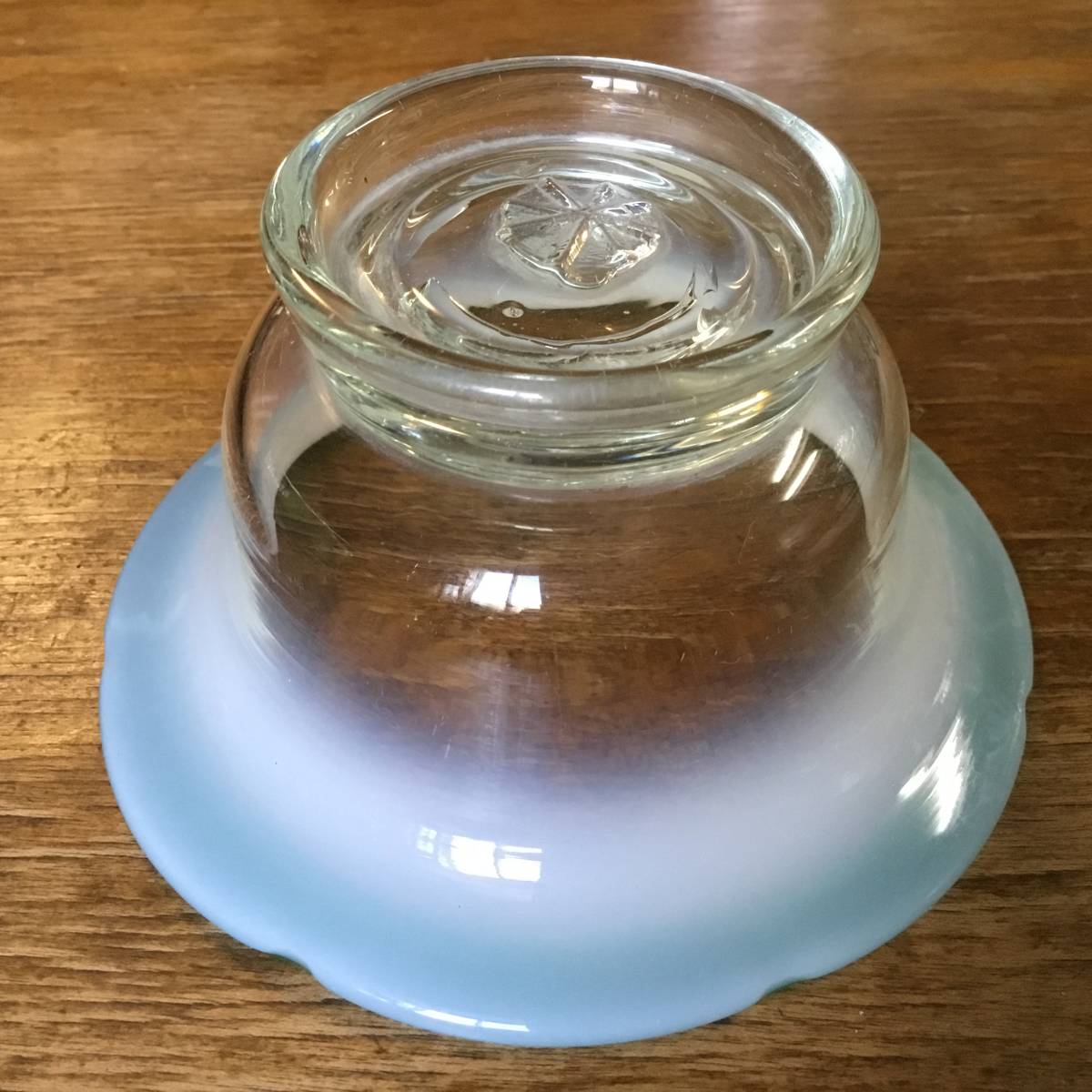和ガラス◇乳白暈し / 緑 / 8弁輪花縁◇椀型氷コップ 蜜豆 鉢 大正