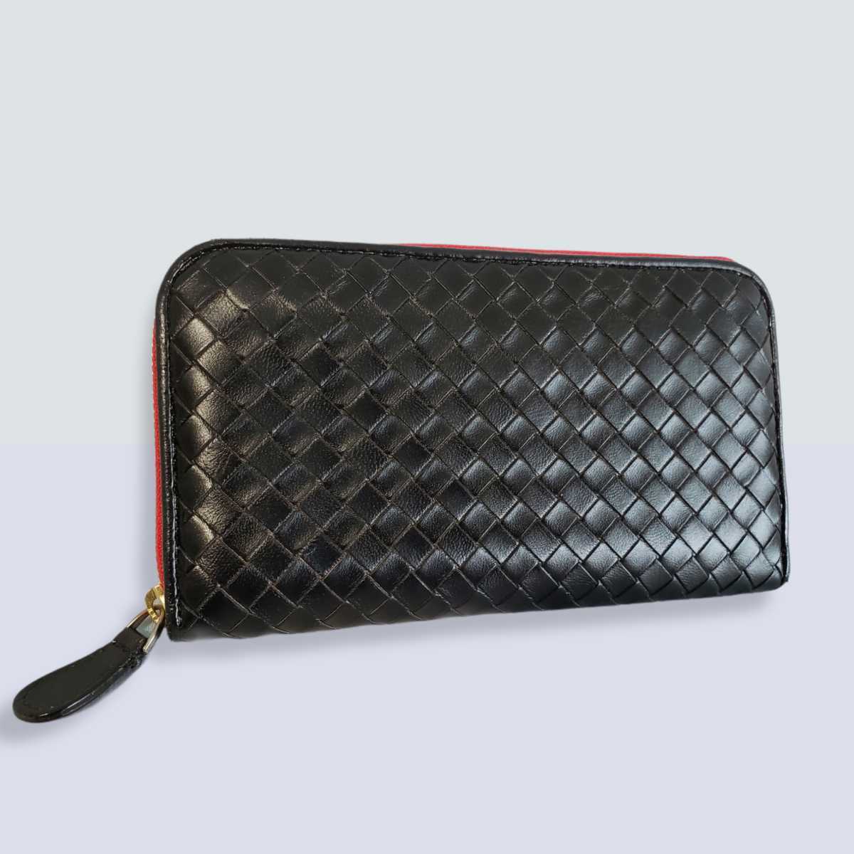 美品 BOTTEGA VENETAイントレチャート 長財布 黒　レザー　ブラック ☆正規品☆BOTTEGA VENETA ボッテガヴェネタ ラウンドファスナー長財布