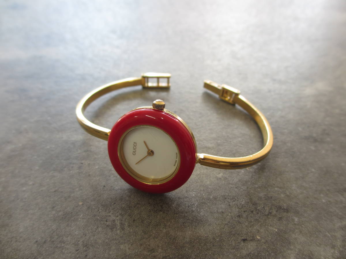 チェンジベゼル GUCCI グッチ 11⁄12.2 1円スタート バングル AK0603969 白文字盤 * 腕時計 動作未確認 487-0374 レディース腕時計 11⁄12 替えリング12色 GP
