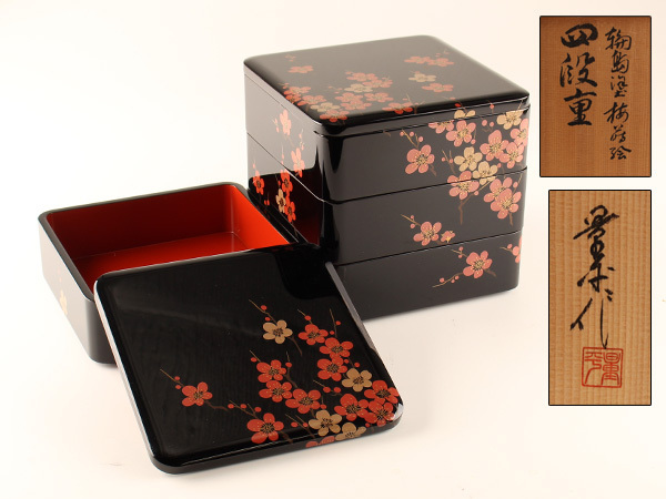流能登輪島塗 Yahoo!オークション - 五島屋謹製 蒔絵四段重箱 高台寺