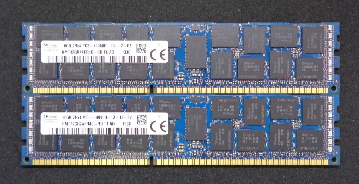 【中古品】SKhynix製 サーバー用　PC3-14900R 2Rx4 16GB 2枚セット　32GB 　★動作確認済み（407）
