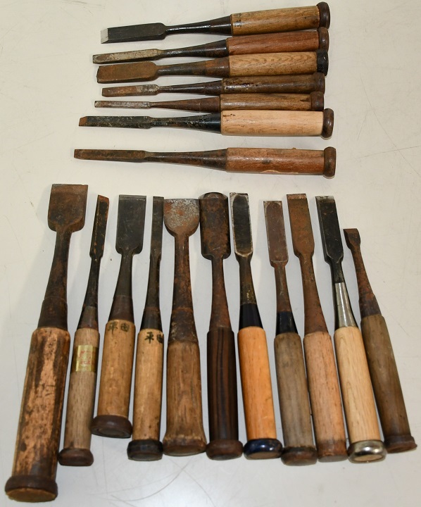 KK8-73 現状品 ノミ のみ18本まとめ 大工道具 工具 富光 一文字 木彫り 古民具 職人道具 彫刻 木工 