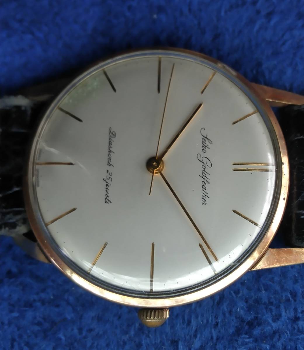 希少 SEIKO gold feather 14k gold filed diashock 手巻き時計 