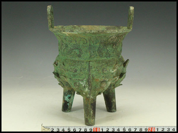 文化遺産オンライン 青銅器 中国古玩 唐物 爵 古銅 緑屋i□ 香炉 饕餮