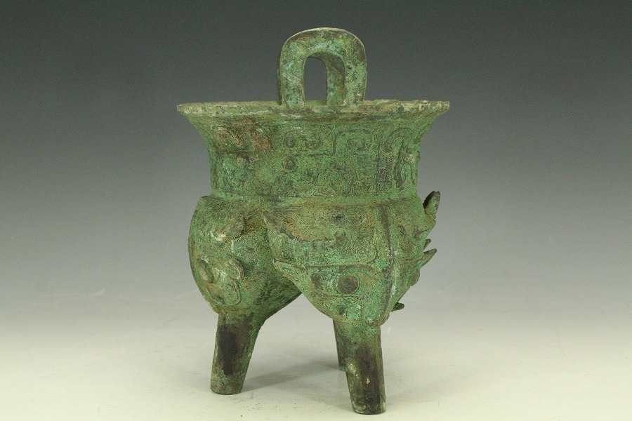 文化遺産オンライン 青銅器 中国古玩 唐物 爵 古銅 緑屋i□ 香炉 饕餮