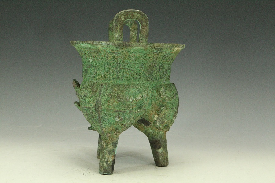 文化遺産オンライン 青銅器 中国古玩 唐物 爵 古銅 緑屋i□ 香炉 饕餮