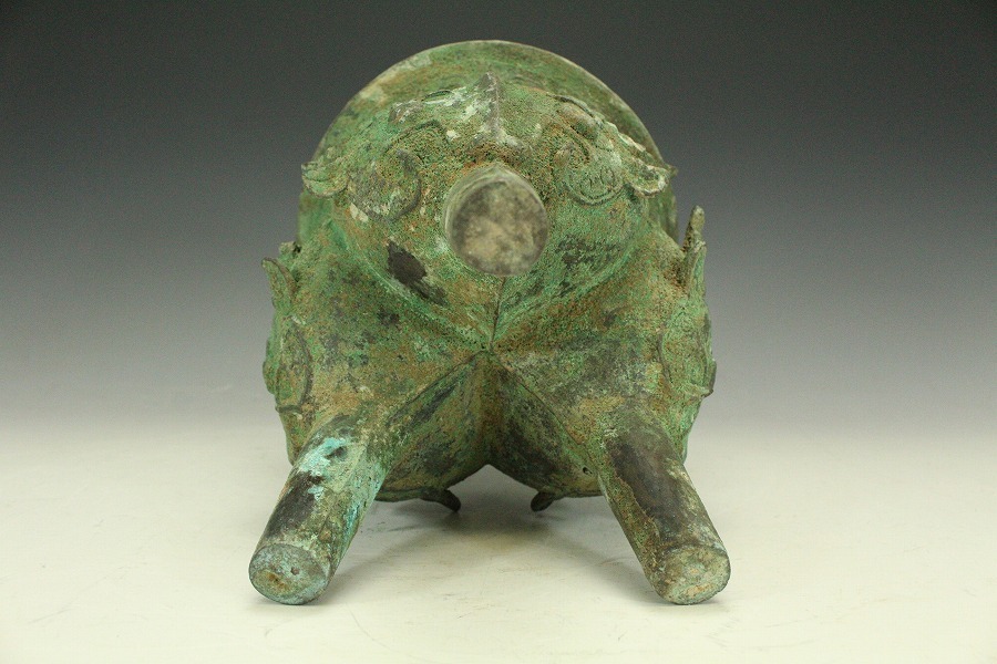 文化遺産オンライン 青銅器 中国古玩 唐物 爵 古銅 緑屋i□ 香炉 饕餮