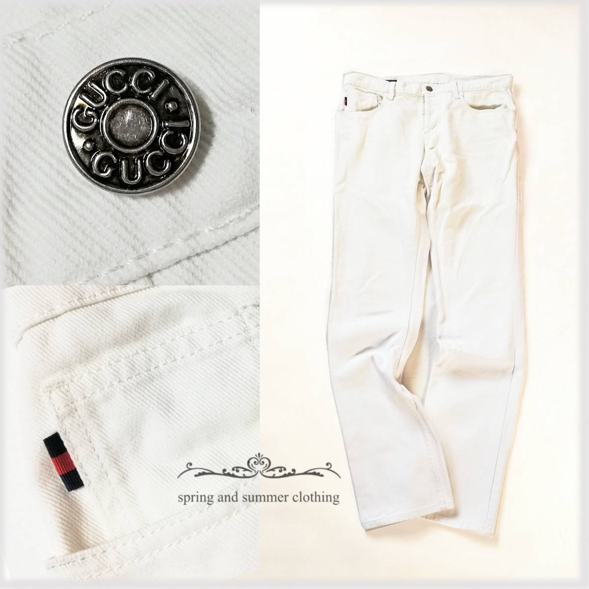 GUCCI グッチ＊イタリー製♪ヒップ刺繍＆シェリーライン♪ホワイト 