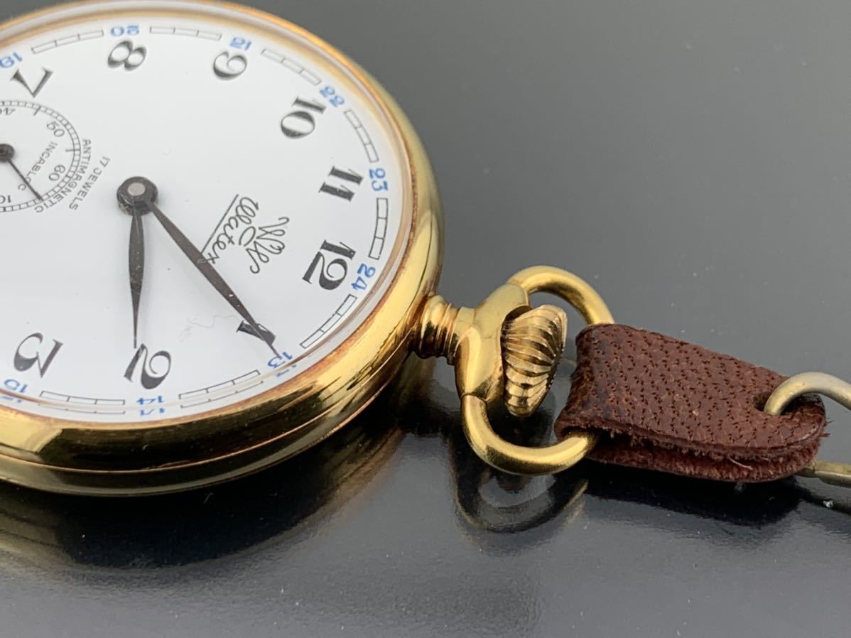 A668 ク]1円～☆懐中時計 提げ時計 SWISS MADE watex 17石 スモセコ 