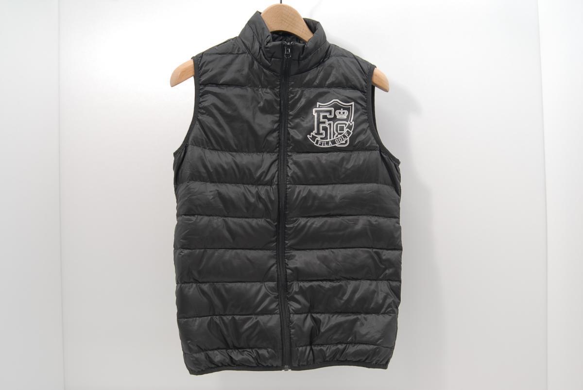 aday☆フィラ☆FILA☆フルジップダウンベスト☆シンプル☆黒☆ブラック 