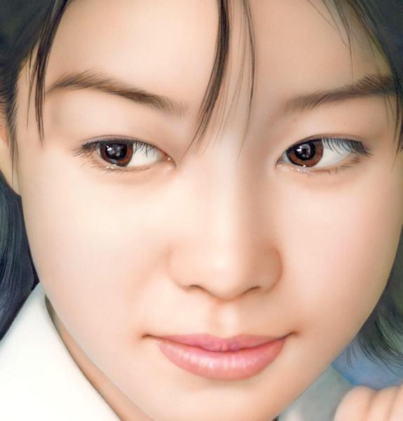 谷村能子、「黒い影」、希少な画集より、 新品高級額装付、状態良好