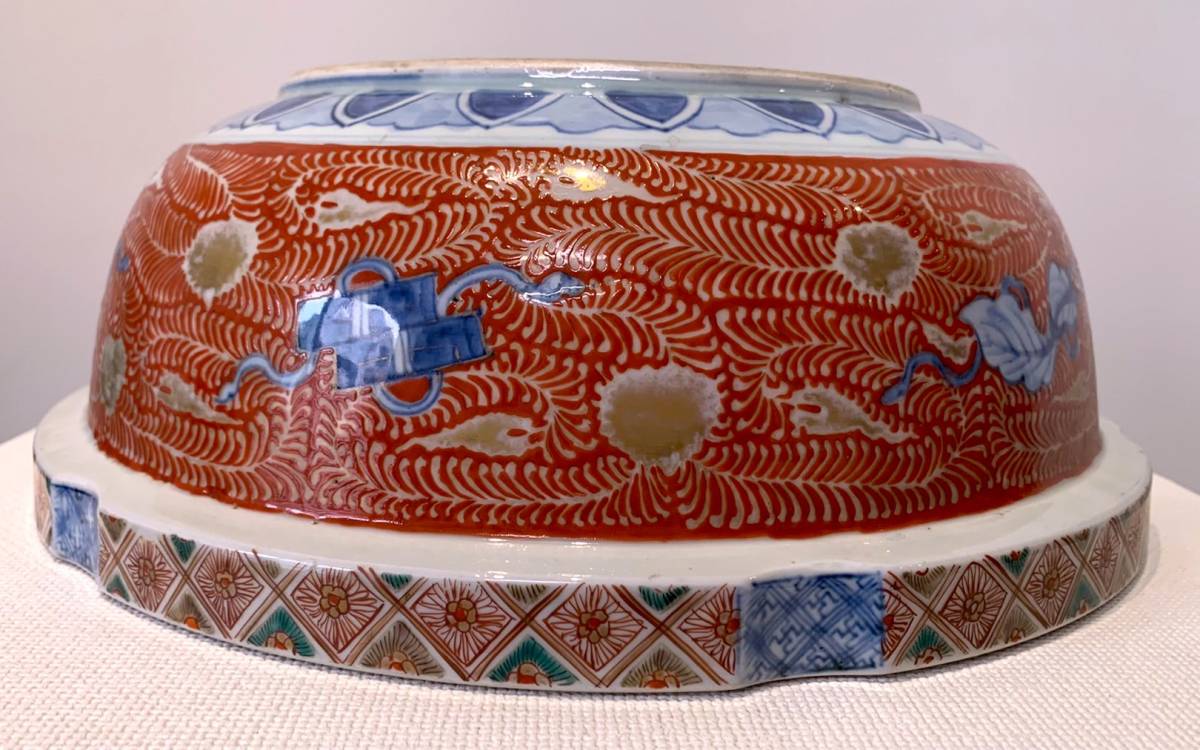コレクション特別出品】希少 古美術品「 金彩人物文伊万里大深鉢」 約幅: