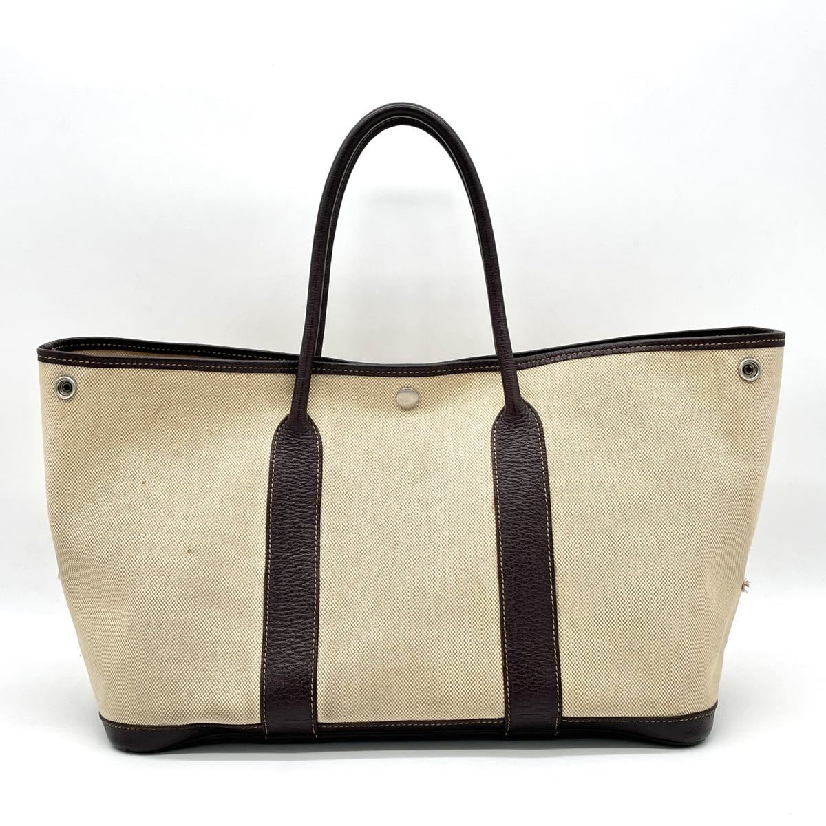 1円 HERMES エルメス ガーデンパーティPM トワルアッシュ キャンバス 