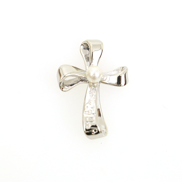 ミキモト MIKIMOTO クロス リボン パール 真珠 ペンダントトップ S刻印 