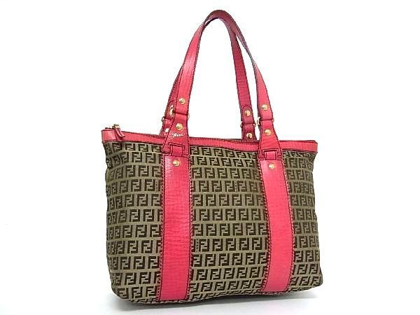 1円 FENDI フェンディ ズッカ柄 ズッキーノ キャンバス×レザー 