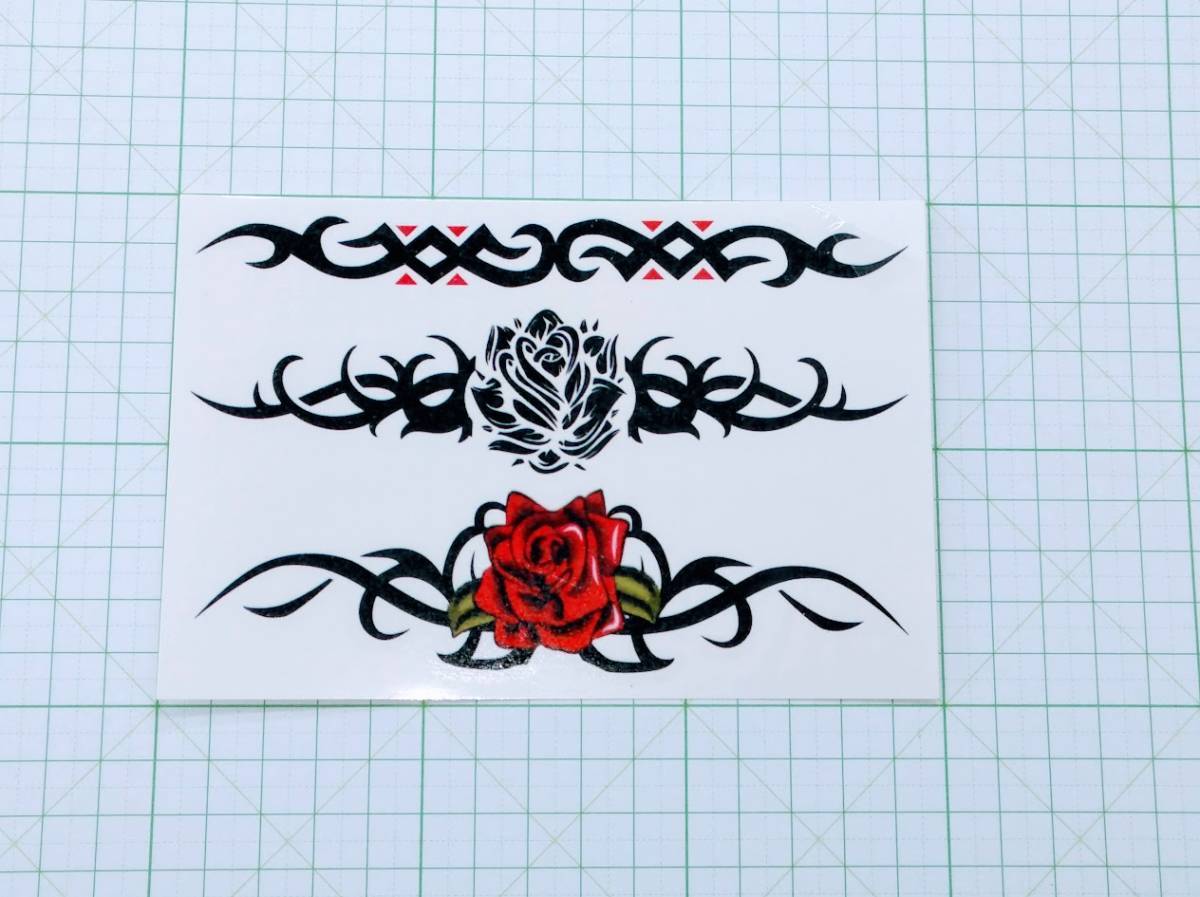 Tattoo タトゥー シール 刺青 入墨 デザイン 薔薇 模様 バラ 赤 蔦 ファッション小物 売買されたオークション情報 Yahooの商品情報をアーカイブ公開 オークファン Aucfan Com