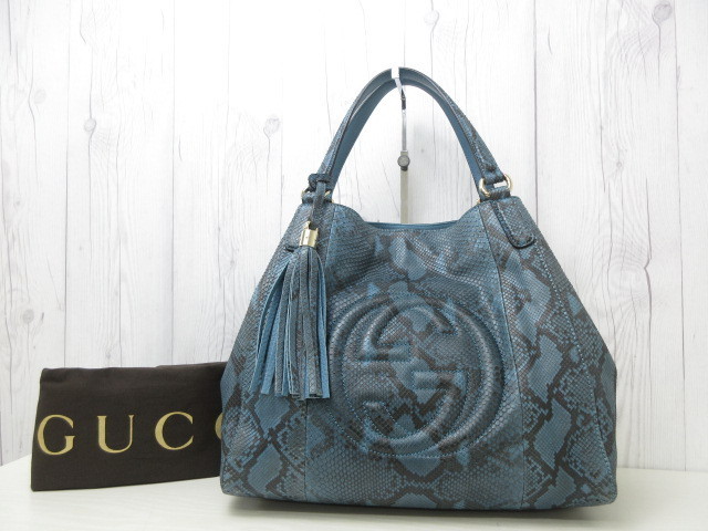 極美品 GUCCI グッチ ソーホー インターロッキングG パイソン